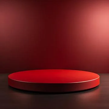 Round podium, Empty Red wall , Elegant minimalist background for product pr.. Stock Illustration