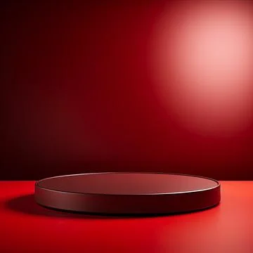 Round podium, Empty Red wall , Elegant minimalist background for product pr.. Stock Illustration