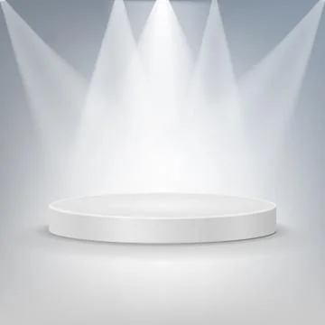 Round podium illuminated by searchlights. Vector illustration. Stock Illustration