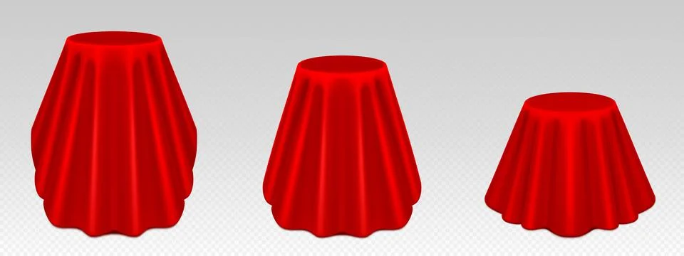 Round podium or table covered with red curtain. Stock Illustration