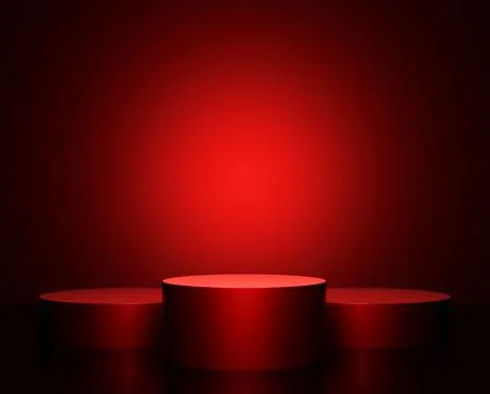 Round podium on red background Stock Illustration