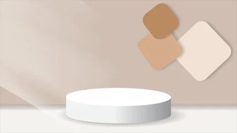 Round podium stage background animation. Podium in soft brown color Stock Footage 304861099