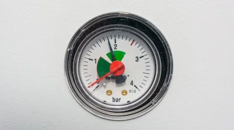Round pointer water pressure gauge. Stock Photos