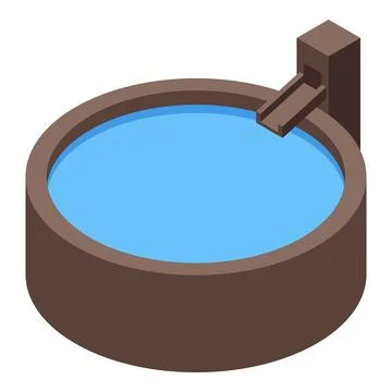Round pool with small slide and clean water, isometric view Stock Illustration