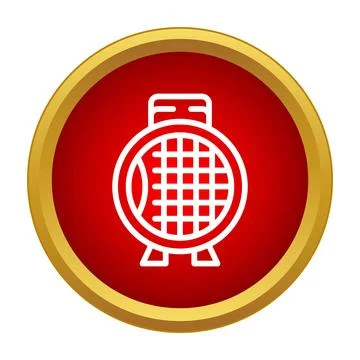 Round portable electric grill flat icon design Stock Illustration