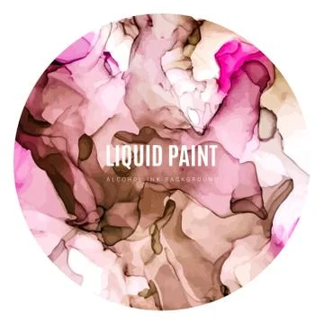 Round poster, wet ink background, pink and peachy Stock Illustration