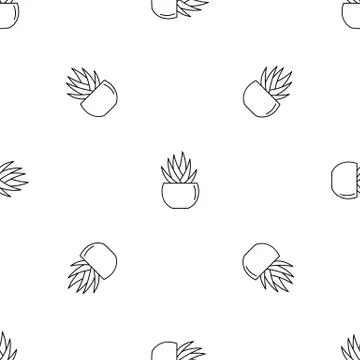 Round pot aloe pattern seamless vector Stock Illustration