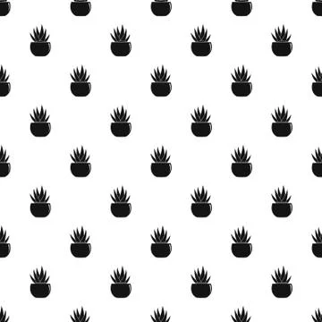 Round pot aloe pattern seamless vector イラスト素材