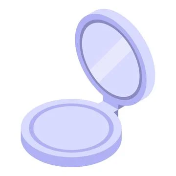 Round powder case open showing mirror isometric illustration Stock Illustration