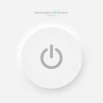 Round power button on a white background. User interface elements in the style Illustrazione stock