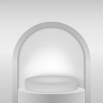 Round presentation podium with arch. Editable background vector Stock Illustration