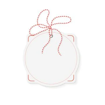 Round Price Tag with Red String Bow Stock Illustration