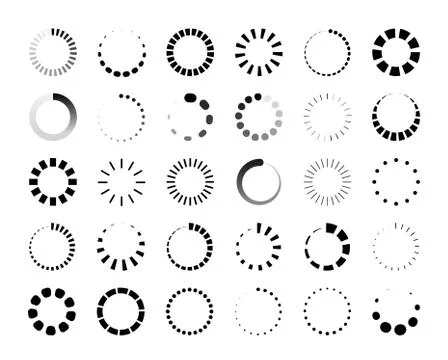 Round progress bar. Circle loader and countdown icon for web and application ui Stock Illustration