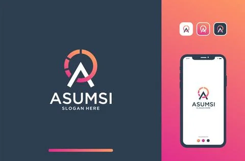 Round progress logo with initial a. Stock Illustration