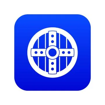 Round protective shield icon digital blue Illustration