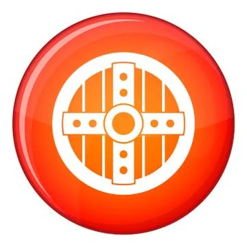 Round protective shield icon, flat style Illustration
