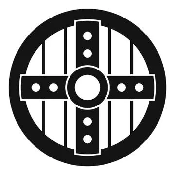 Round protective shield icon, simple style Illustration