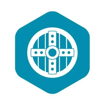 Round protective shield icon, simple style Illustration