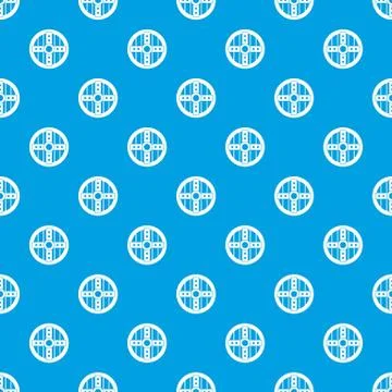 Round protective shield pattern seamless blue Illustration