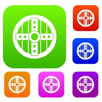 Round protective shield set collection Illustration