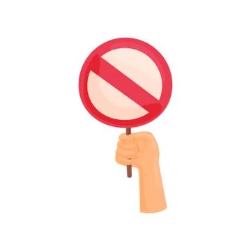 Round protest sign in hand. Vector illustration on white background. 스톡 일러스트