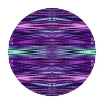 Round psychedelic vector shape with linear ornamental bright violet texture Stock Illustration