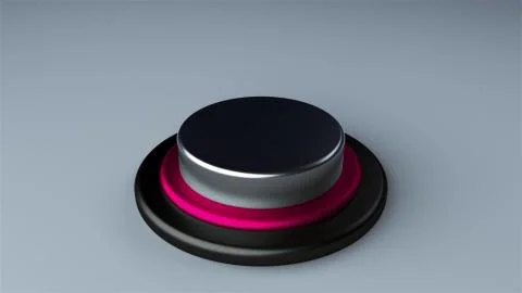 Round push button bordered by a metallic ring - object for design, 3d rendering Stock Illustration