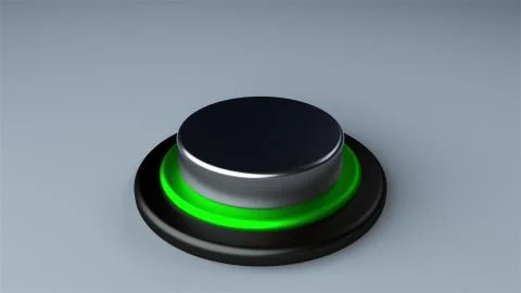 Round push button bordered by a metallic ring - object for design, 3d rendering Illustrazione stock