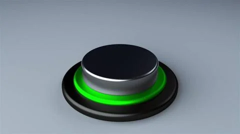 Round push button bordered by a metallic ring - object for design, 3d rend... Stock Photos