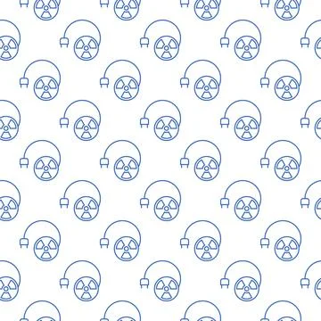 Round Radiation symbol with Plug vector seamless pattern in outline style Stock Illustration