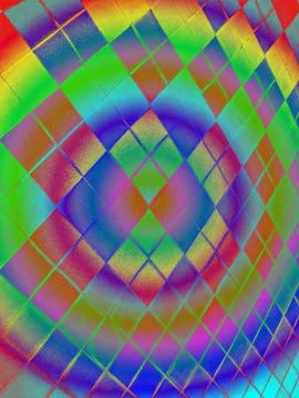 Round rainbow figure on square framed surface, disco. Stock Illustration