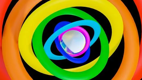 Round rainbow rings. background. 3d render illustration Stock Illustration