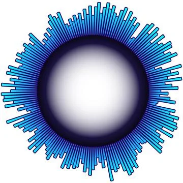 Round rays music wave player. Colorful equalizer element. Isolated design sym Stock Illustration