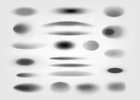 Round realistic shadows. Realistic circular gradient shadow overlay, top ligh Stock Illustration