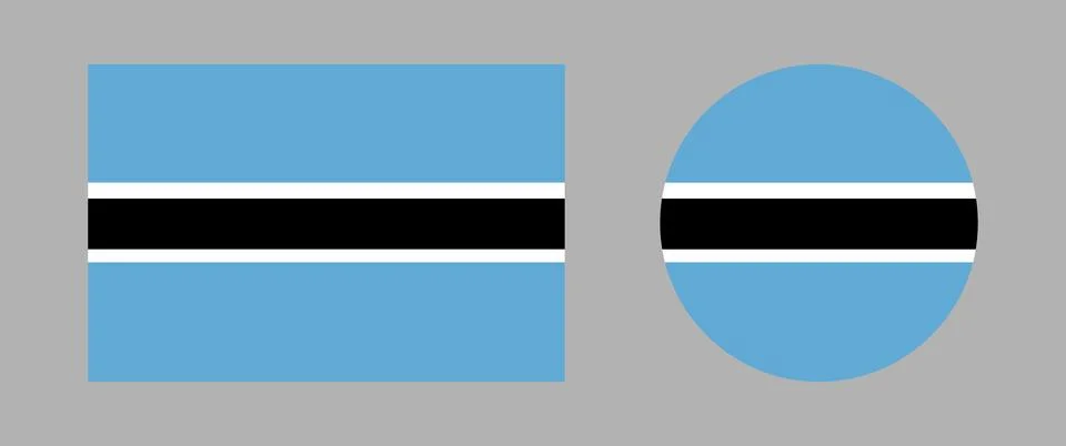Round, rectangular national flag of Botswana badges. Circle, rectangle symbol Illustrazione stock