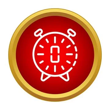 Round red alarm clock with zero countdown Illustrazione stock