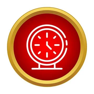 Round red button displaying a white clock icon Stock Illustration