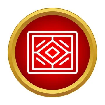 Round red button with a geometric tile pattern icon Stock Illustration