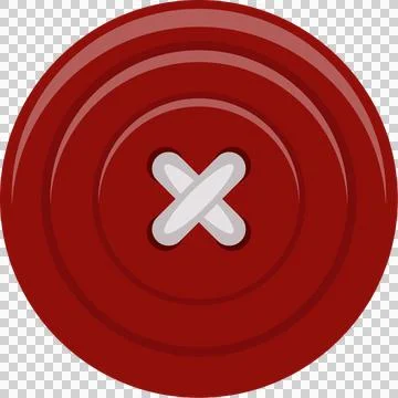 A round, red button with a glossy finish and white thread stitched in a cro.. Stock Illustration