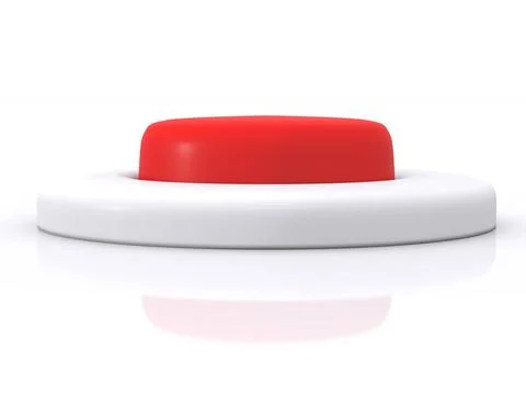 Round red button isolated on white background. 3D icon round red button is... Stock Photos