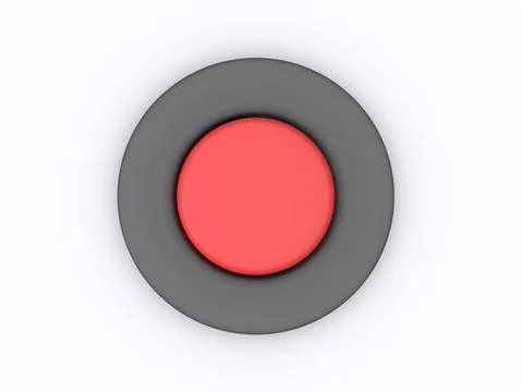 Round red button isolated on white background. 3D icon round red button is... Stock Photos