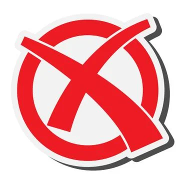 Round red checkbox with checkmark cross, badge or sticker Stock-Illustration