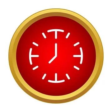 Round red clock with golden border icon イラスト素材