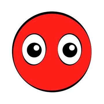 Round Red Comic Face With Big Eyes Stock Illustration