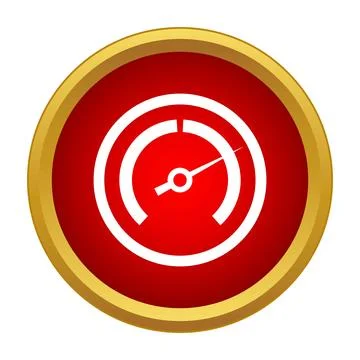 Round red gauge icon indicating performance or pressure Stock Illustration