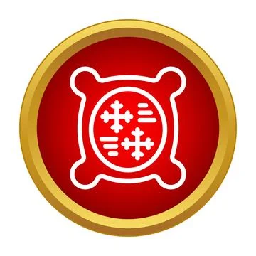Round red gold button showing snowflake symbols Stock Illustration