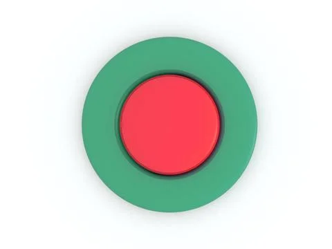 Round red green button isolated on white background. 3D icon round red gre... Stock Photos