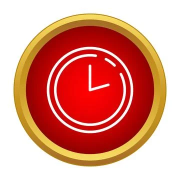 Round red icon displaying clock and time symbol 스톡 일러스트