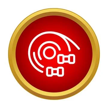 Round red icon displaying gym equipment for sport and workout Stock Illustration