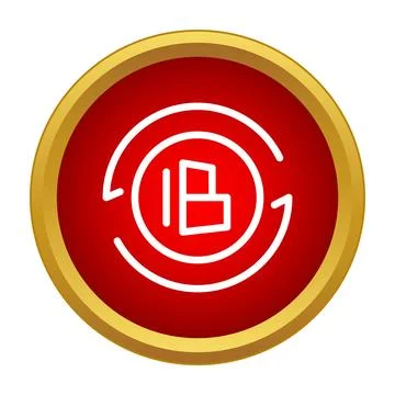 Round red icon with white arrow and data symbol Stock Illustration